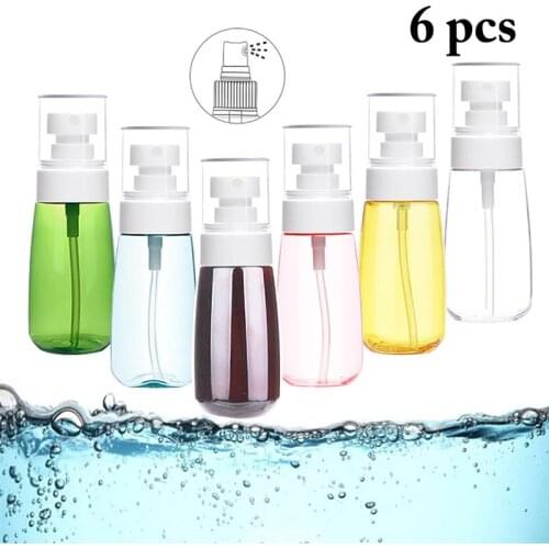 6PCS 2.03oz Spray Bottle Transparent Portable Travel Makeup Bottle Water Sprayer Travelling Emulsion Bottling for Travel