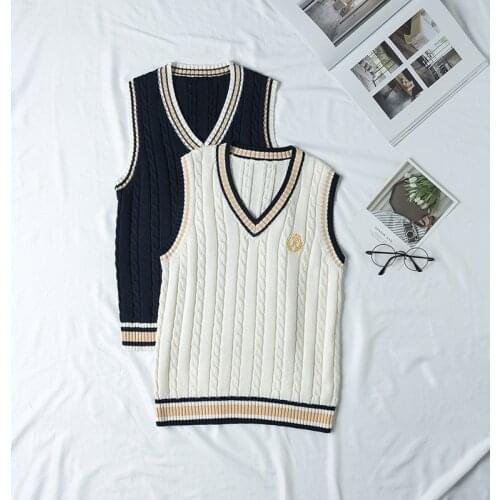 Plus Size JK School Uniform Sweater Vest Autumn Winter Men Women V-neck Middle School Students Korean School Uniform Sweater