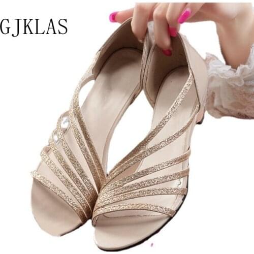 Gladiator Sandals Women Summer Fashion Comfortable Violet Sliver Gold Heels for Women Wedding Party Dress Cheap Sandals Mid-Heel