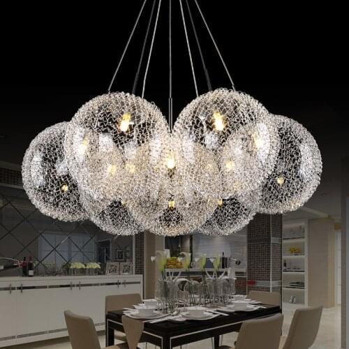 Modern aluminum glass ball pendant light fixture DIY home deco living room G4 LED bulb pendant lamp