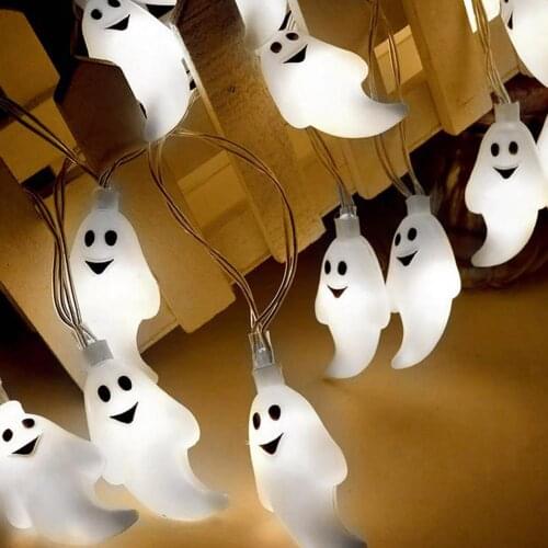 10 LED Ghost Party Lamp String Lights Ghost Pattern Decorative Energy-Saving Plastic Scary Ambience Halloween Light Cosplay Prop