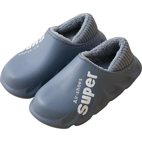 Warm Waterproof Non-Slip Shoes Women Men Outdoor Winter Plush Cotton Alphabet Print Design Home Autumn Couple Slippers Thicken