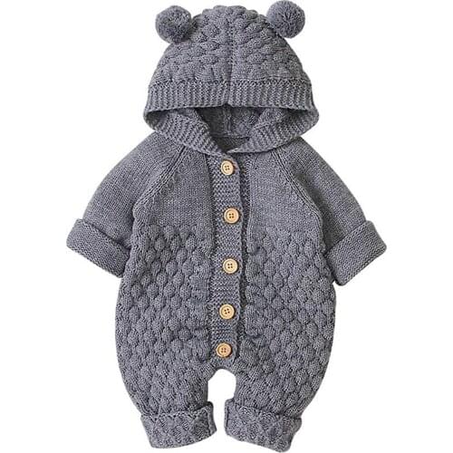Baby Boys Girls Knit Sweater Hooded Ears Warm Cardigan Coat Tops Jacket Outerwear Soft Warm Toddler Coat Knitting