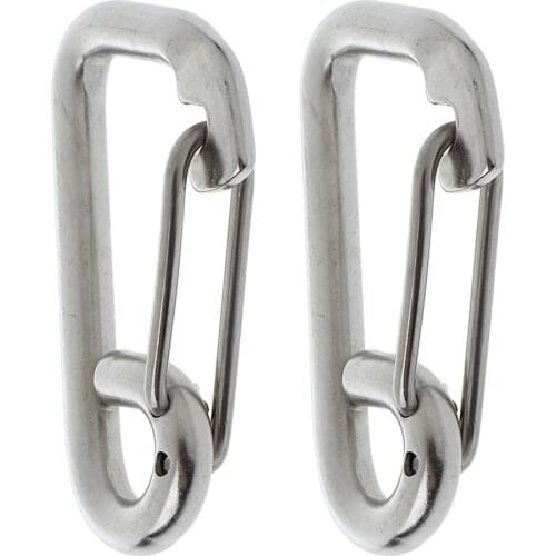 2x 304 Stainless Steel Locking Snap Hook Carabiner Spring Clip for Boat Trailer 8cm