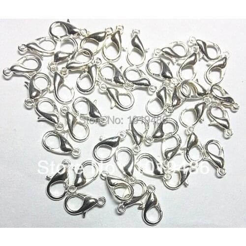 300pcs/lot Zinc Silver plating color Alloy Jewelry Findings Lobster Clasps Hooks 6*12mm Jewelry Making Clasps