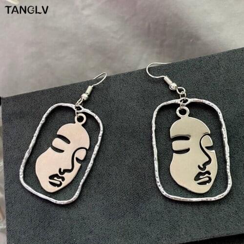 New Silver Color Female Facial Alloy Drop Earrings For Women Simple Geometric Earring Wedding Fashion Jewelry Trendy Accessories