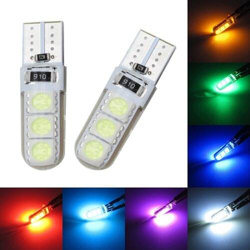 1pcs T10 194 W5W 6SMD 5050 Silicone shell LED Bulb White Car Signal Light Wedge Side Turn Parking Lamps Clearance Lights 12V