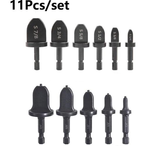 11Pcs Imperial Tube Expander Air Conditioner Copper Pipe Swaging Electric Drill Bit Flaring Tools 7/8" 3/4" 5/8" 1/2 3/8" 1/4"
