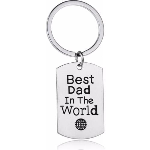 12PC/Lot Daddy Fathers Gifts Best Dad In The World Earth Dog Tag Pendants Keychain Keyring Family Jewelry Fathers Day Presents