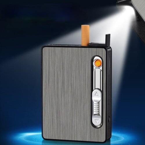 Personality and Creativity 3 In 1 Multi-function Rechargeable Cigarette Case LDE Lighting 10 and 20 Cigarette Case Gift for Men