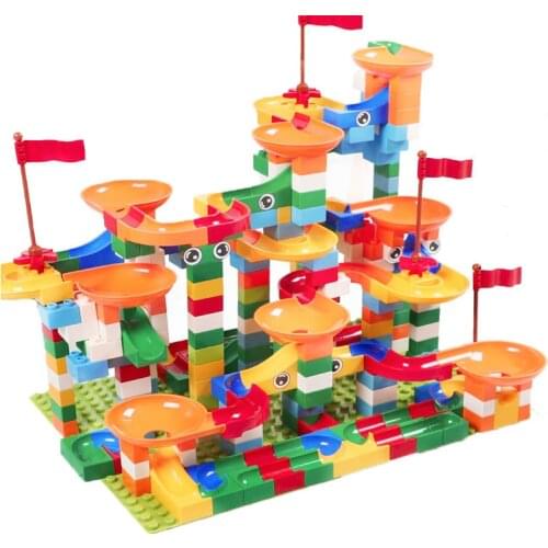 52-296Pcs Blocks Big Size Marble Race Run Maze Ball Track Building Blocks Plastic Funnel Slide Bricks Self-Locking Bricks Block