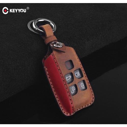 KEYYOU Genuine Leather Car Key Case Cover For Land Rover Range Rover Evoque Accessories Freelander Discovery Keychain Case
