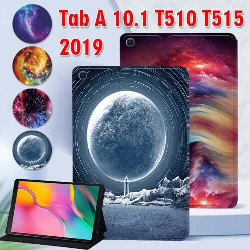 Tablet Case for Samsung Galaxy Tab A 10.1 Inch 2019 SM-T510/SM-T515 Space Series Tablet Cover Case + Free Stylus