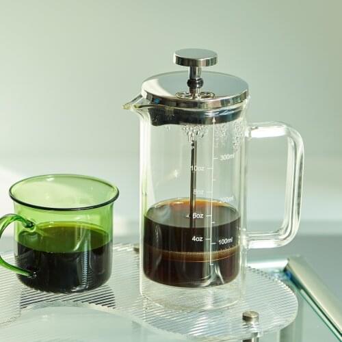 Double Layer French Press Pot Hand Brewing Coffee Filter Press Pot High Borosilicate Glass Heat-resistant Tea Maker Coffee Pot