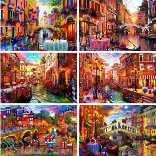 EverShine Diamond Painting Street Cross Stitch Diamond Embroidery Full Square Drill City Rhinestones Art Landscape Mosaic Kits
