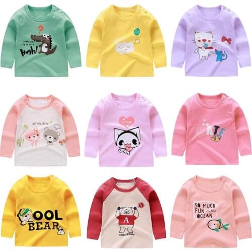 1-6 Years Old Baby Cute Spring Summer T Shirt Long Sleeve Cartoon Clothing Boys Tee Tops Soft Girl Casual Cotton Bottoming Shirt