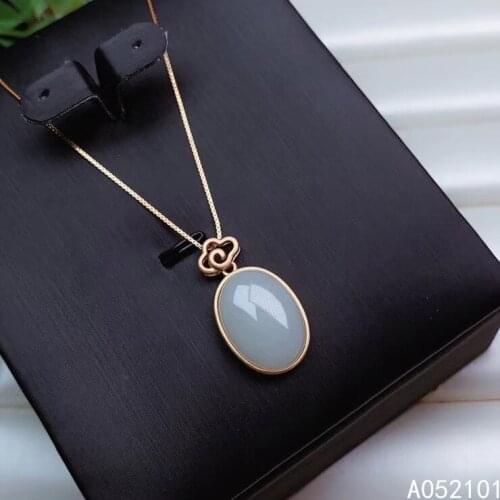 KJJEAXCMY fine Jewelry 925 Sterling Silver Natural white jade Girl new trendy Pendant Necklace Support Test Chinese style