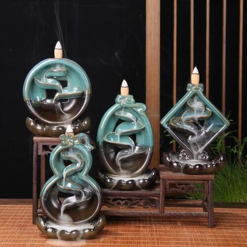Ceramic backflow incense burner Lotus base aromatherapy stove home gifts censer zen oil burner pipe