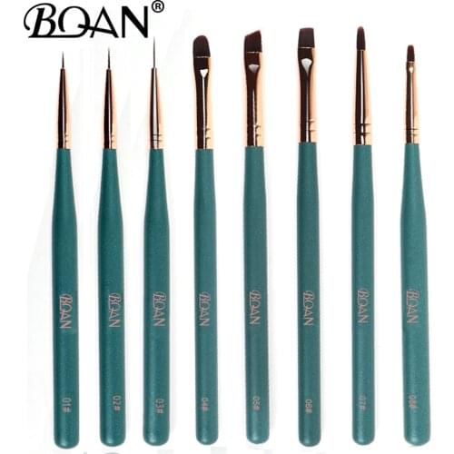 BQAN Nail Art Design Painting Polish Brush UV Gel Nail Draw Pen Tools Round Head Pink Handle With Metal Cap