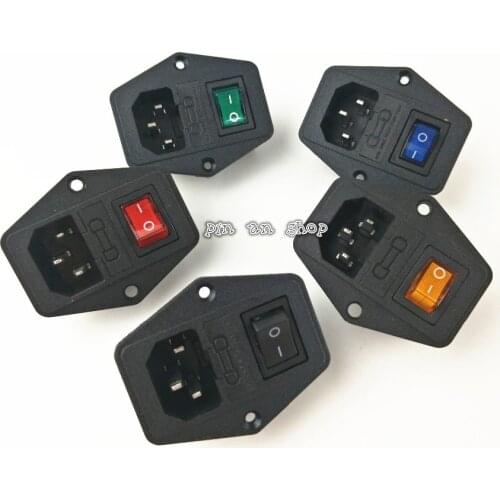 Power Rocker Switch IEC 4 Pin 320 C14 Inlet Power Sockets Switch Connector Plug 10A 250V