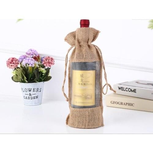 Creative red wine packaging bag Gunny bag red wine gift box custom bundle pocket Gift packaging bag Christmas Wedding Decoration