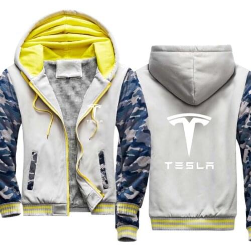 Fashion New Mens jacket winter Warm Slim velvet thickening Tesla Car Logo Print Sweatshirt Hip Hop Harajuku Male Clothing
