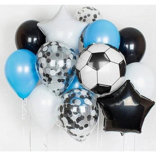 Football Soccer Theme Party Round Foil Balloons Black White Confetti Latex Balloons Man Boy Birthday Party Decoration Supplies
