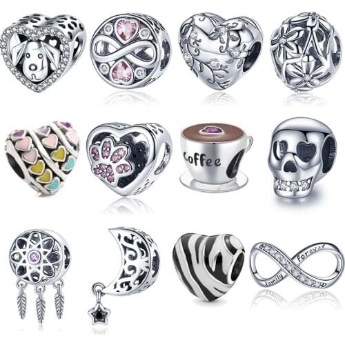 Hot Sale 100% Real 925 Sterling Silver Infinity Coffee Cup Beads Fit Original Design Bracelets DIY Jewelry Making For Women