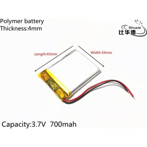 3.7V 700mAh 403443 Lithium Polymer LiPo Rechargeable Battery ion cells For Mp3 Mp4 Mp5 DIY PAD DVD E-book bluetooth headset
