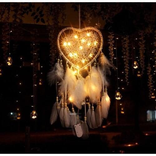 Dream catcher Led Handmade Dreamcatcher Feathers Night Light dream catchers Wall Hanging Home Room decoration Wind Chimes decor