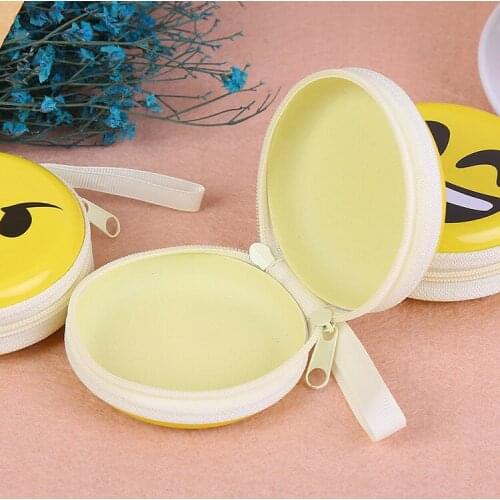 Mini Zipper Earphone SD Card Storage Bag Box Carrying Bag Round Box Cartoon Cute Coin Bag Child Gift Coin Storage Bag