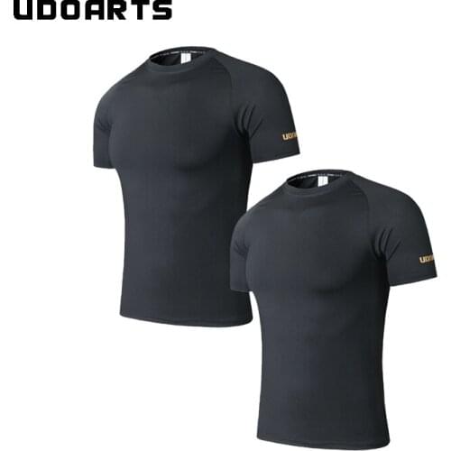 Udoarts Mens 2 Pack Athletic Compression Tight Short Sleeve Shirt