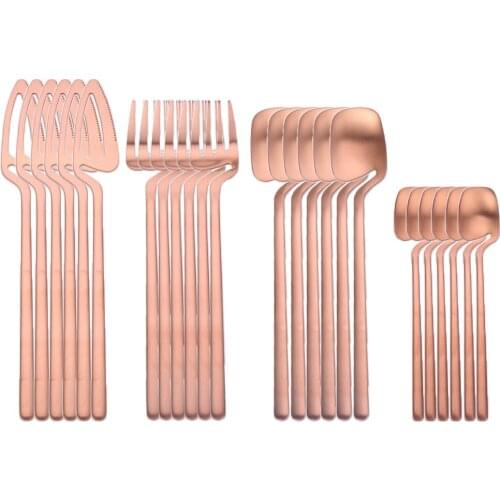 24pcs 304 Stainless Steel Dinnerware Set Tableware Western Cutlery Hanging Cup Knife Fork Tea Spoon Silverware Kitchen Flatware