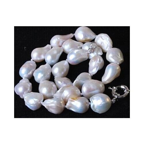 NATURAL LARGE 12-16MM WHITE BAROQUE CULTURED PEARL NECKLACE