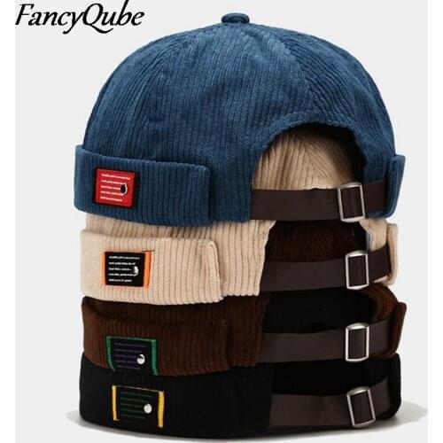 2021 New Mens Tide Spring And Autumn Retro Corduroy Hat Melon Leather Hat Women Literary Hip-hop Cap Wild Painter Hats