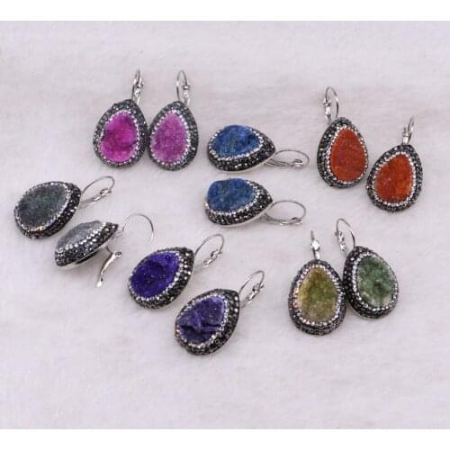 Wholesale Druzy stone earrings Pave rhinestone stone earrings fashion drop shape druzy earrings wholesale earrings 3341