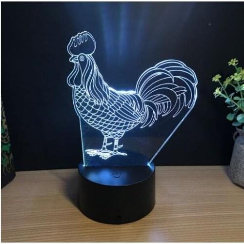Cock 3D Night Light Chicken 3D Lamp Animal LED Table Lamp Colorful Touch Switch Baby Sleeping Lighting For Home Decor