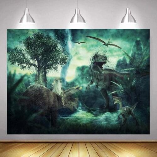 Pterosaur Tyrannosaurus Rex Dinosaur World Series Cartoon Background Childrens Birthday Party Decoration Studio Photo