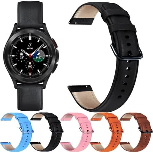 For Samsung Galaxy Watch 4 Classic 42mm 46mm /Galaxy Watch 4 40mm 44mm Strap Genuine Leather Bracelet 20mm Wristband Watchband