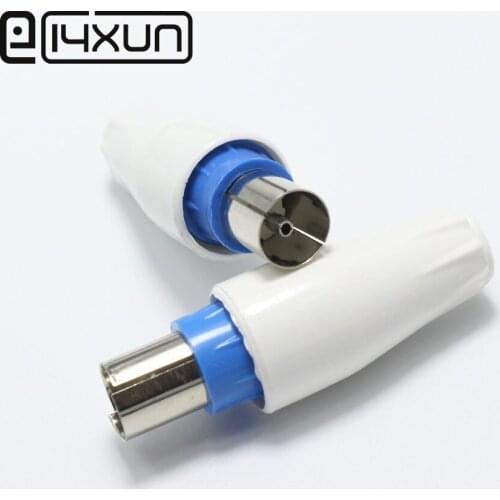 2pcs RF Head TV Male Plug Female jack socket Closed-circuit Joint Plug with hole Antennas TV RF Coaxial Plugs Adapter Connector