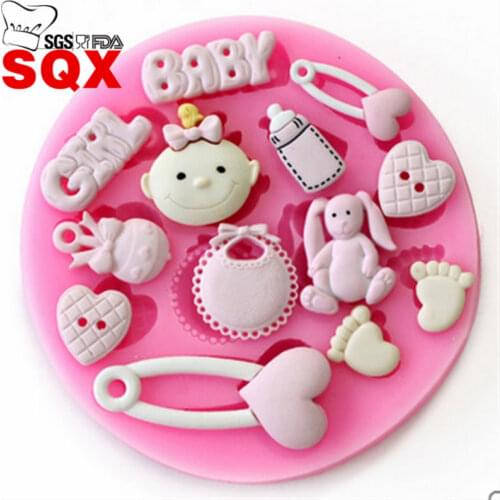 Cute Girl Baby / bottle Shape Silicone Mold Soap, Fondant Candle Molds, Sugar Craft Tools, Chocolate Moulds, Cake Molds SQ1449