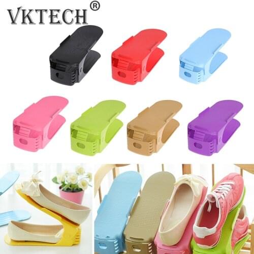 Home Shoes Rack Solid Color Plastic Double Adjustable Layer Cleaning Stereo Receive Shoes Storage Hanger Saves Pace Dropshipping