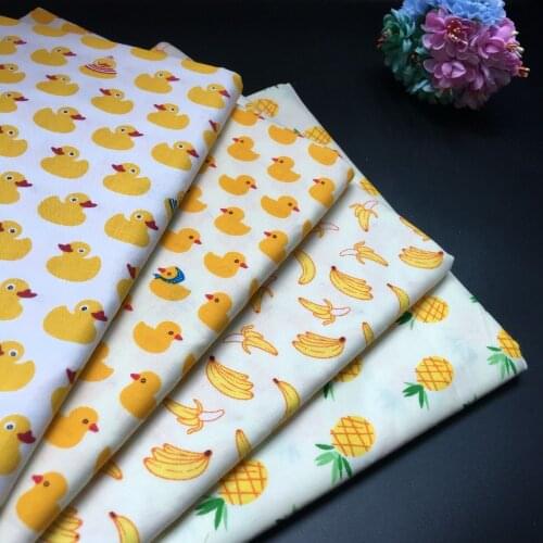 4pcs/lot Diy Handmade Doll clothes material cartoon duckling banana pineapple cotton twill fabric for Blyth cloth bjd 50*40cm
