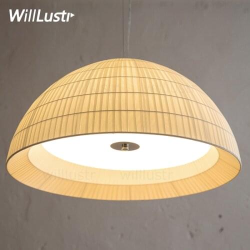 Fabric glass shade pendant light minimalist nordic Europe home bedroom hotel dinning room restaurant half sphere suspension lamp