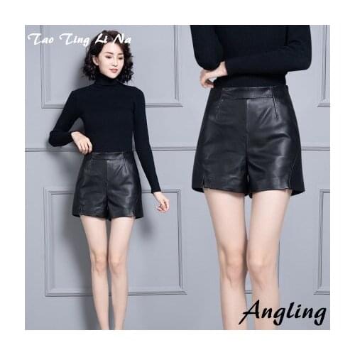 Top brand New 2020 Women Real Genuine Sheep Leather Shorts KS78 high quality