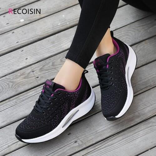 RECOISIN 2020 Flat Platform Women Shoes Breathable Mesh Casual Shoes For Women Lace-up Moccasin Zapatos Mujer Ladies Boat Shoes