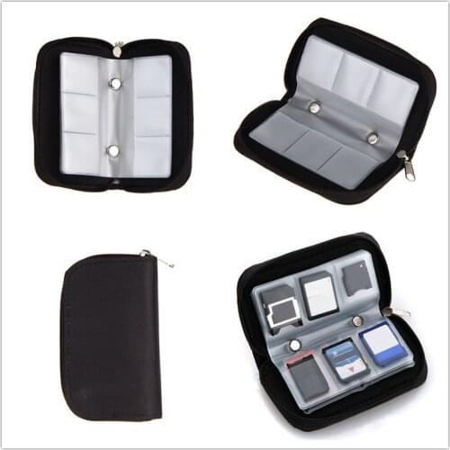 1 PC Black 22 SDHC MMC CF Micro SD Memory Card Carrying Zipper Pouch Case Storage Protector Holder Wallet 11.5*6*2cm