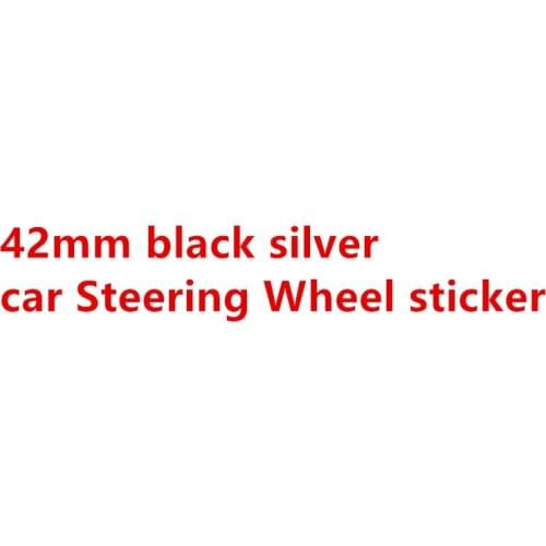 1pcs 42mm black silver car Steering Wheel Badge Emblem steer wheel sticker Car Styling Auto accessories