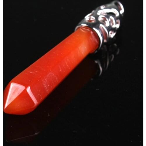 1Pc carnelian Quartz Opal Opalite Carnelian Gem Stone Healing Chakra Pendulum Pendant Charms Jewelry