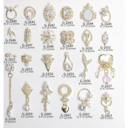 10pcs Luxury Mirror Flower Zircon Crystals Rhinestones Pearl Nail Art Jewelry Decorations Nails Accessories Charms Supplies